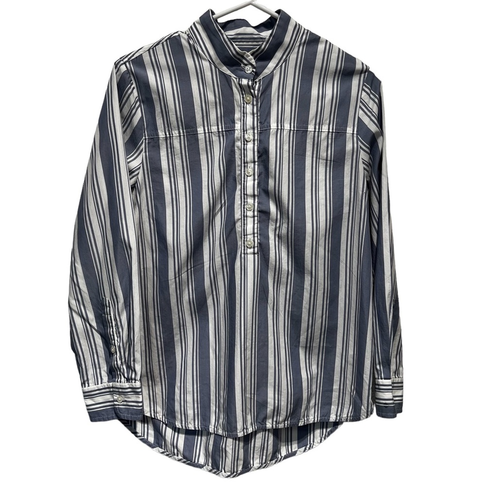 J. Crew Stripe Half Button Down Popover Top Size 4